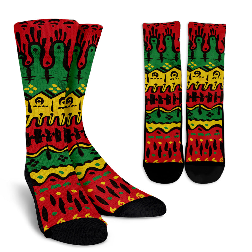 Rasta Pattern Print Design A01 Crew Socks