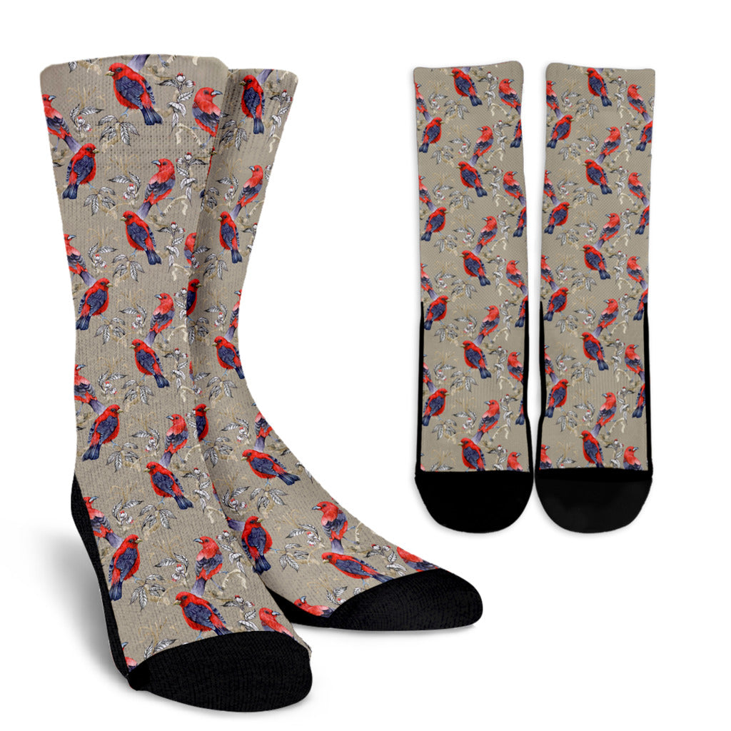 Birds Pattern Print Design 05 Crew Socks