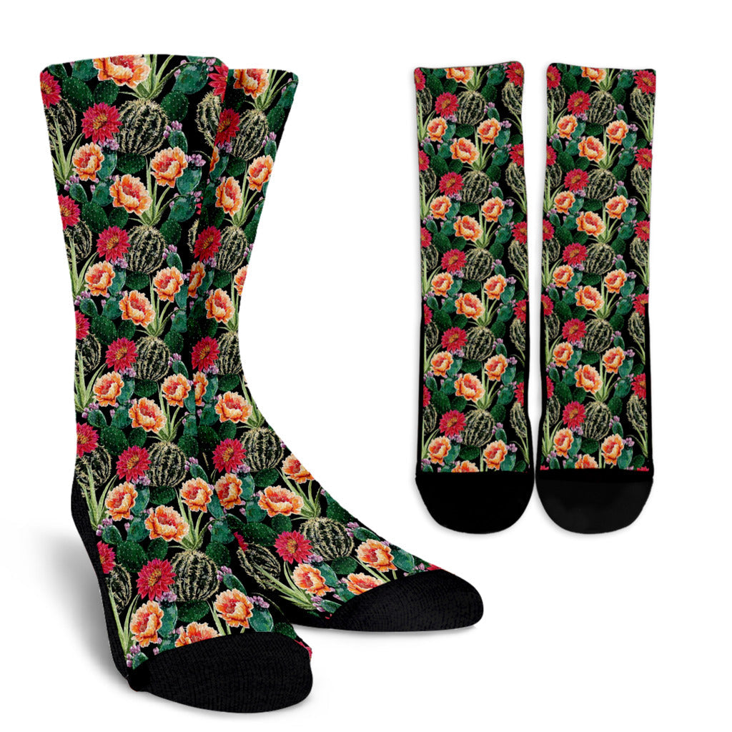 Cactus Pattern Print Design 06 Crew Socks