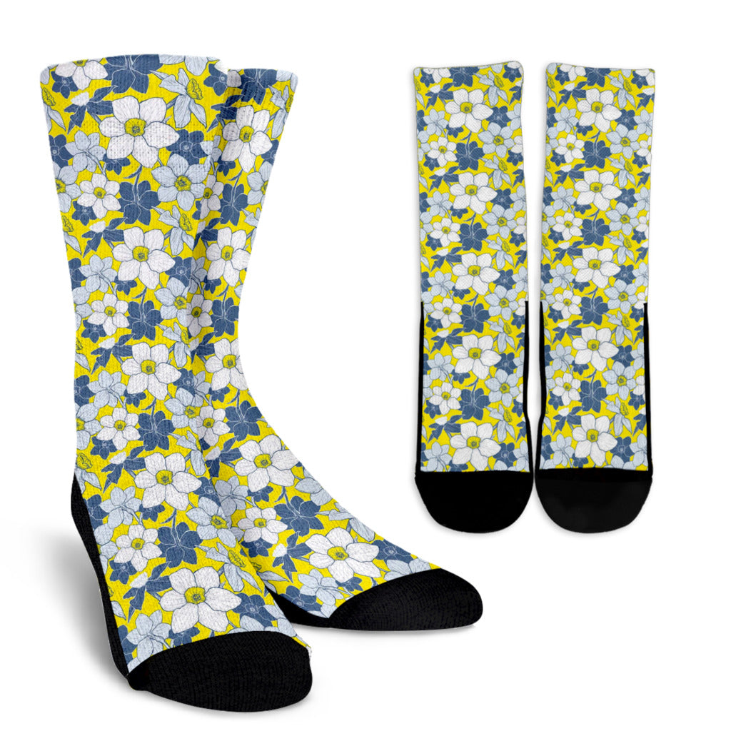 Daffodils Pattern Print Design 01 Crew Socks