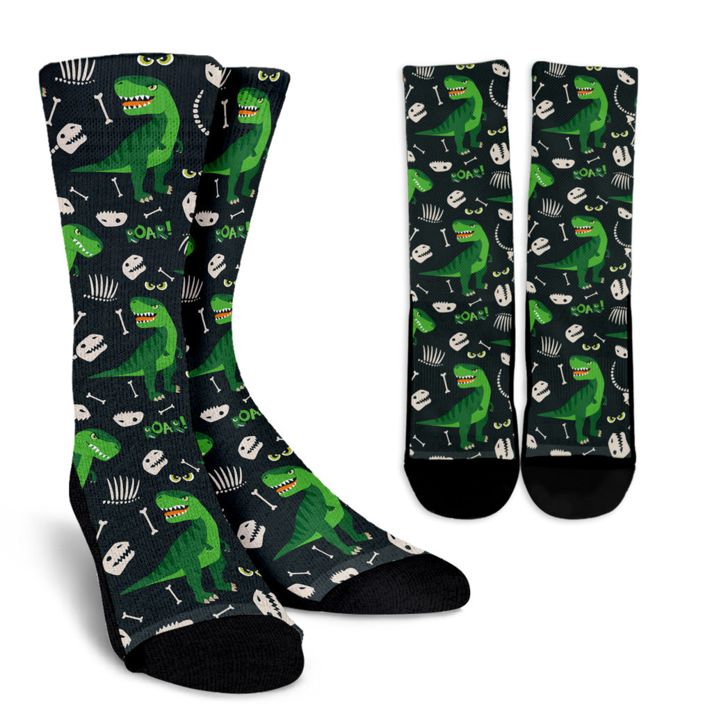 T Rex Pattern Print Design A05 Crew Socks