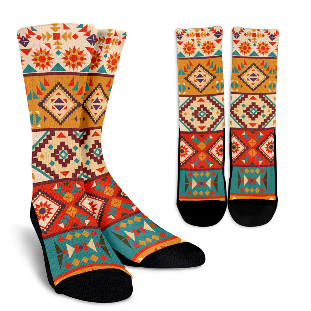 Navajo Pattern Print Design A01 Crew Socks