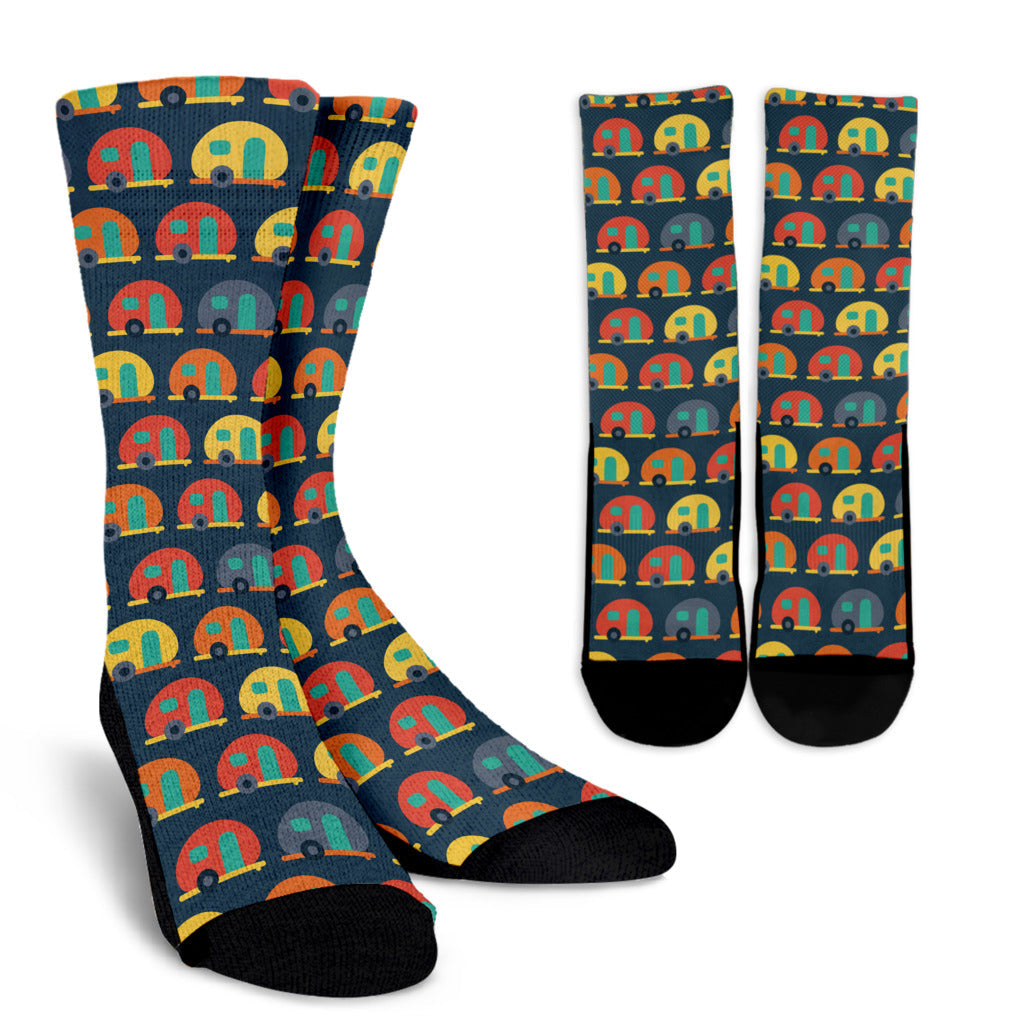 Camper Pattern Print Design 02 Crew Socks