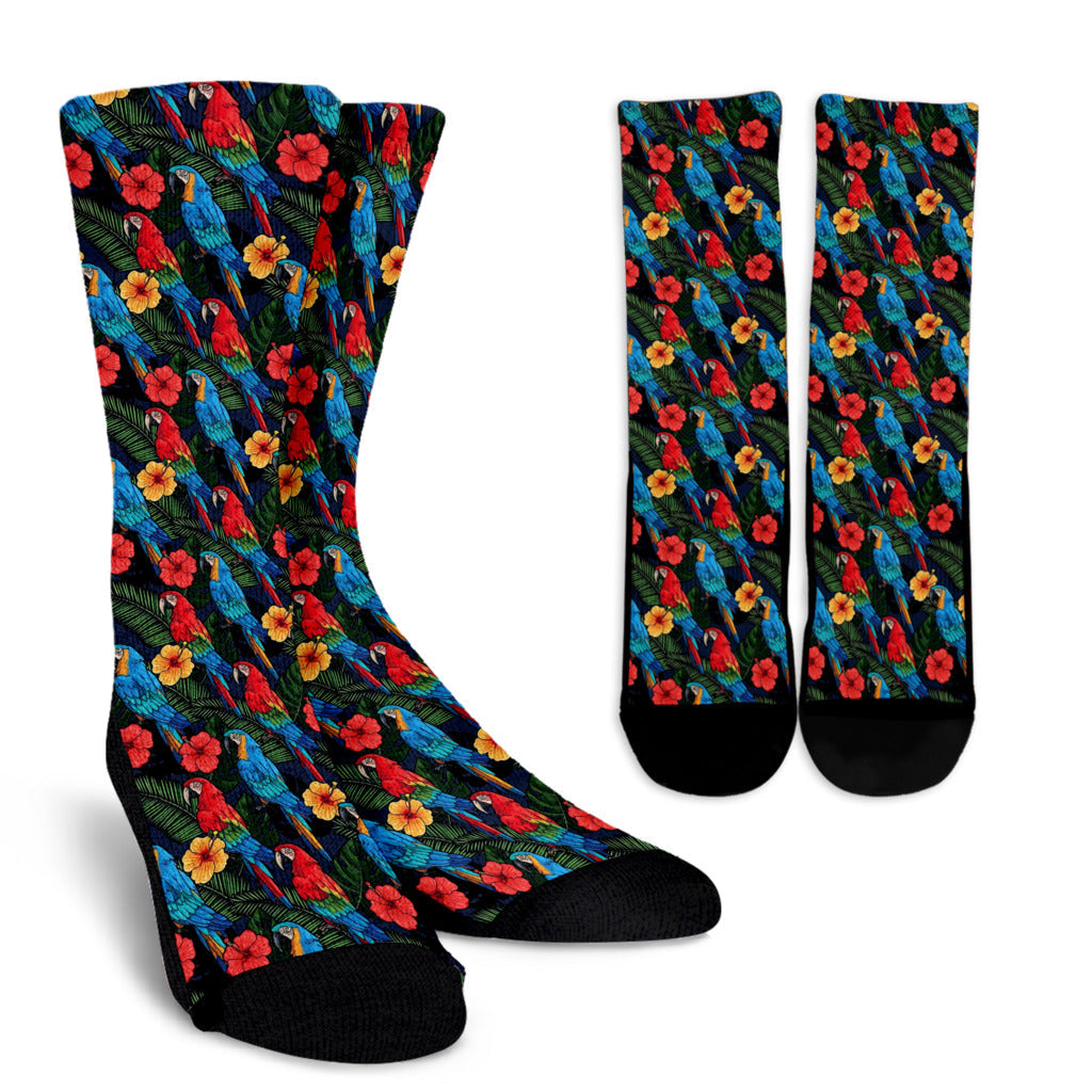 Parrot Pattern Print Design A01 Crew Socks
