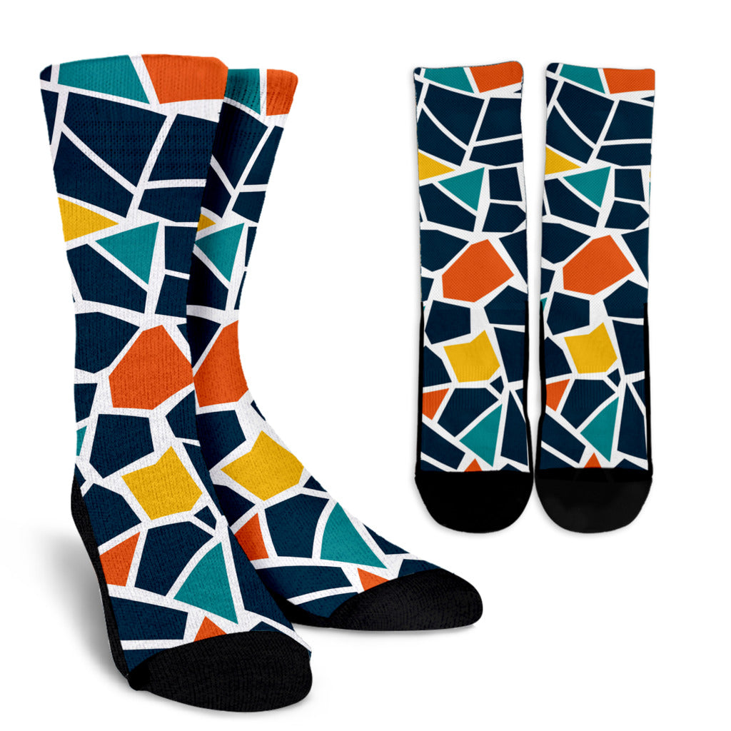 Mosaic Pattern Print Design 02 Crew Socks