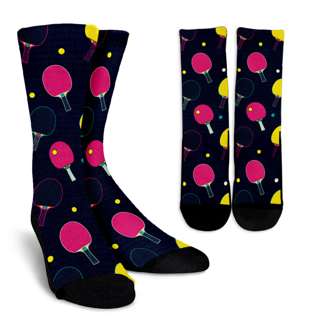 Ping Pong Pattern Print Design A04 Crew Socks
