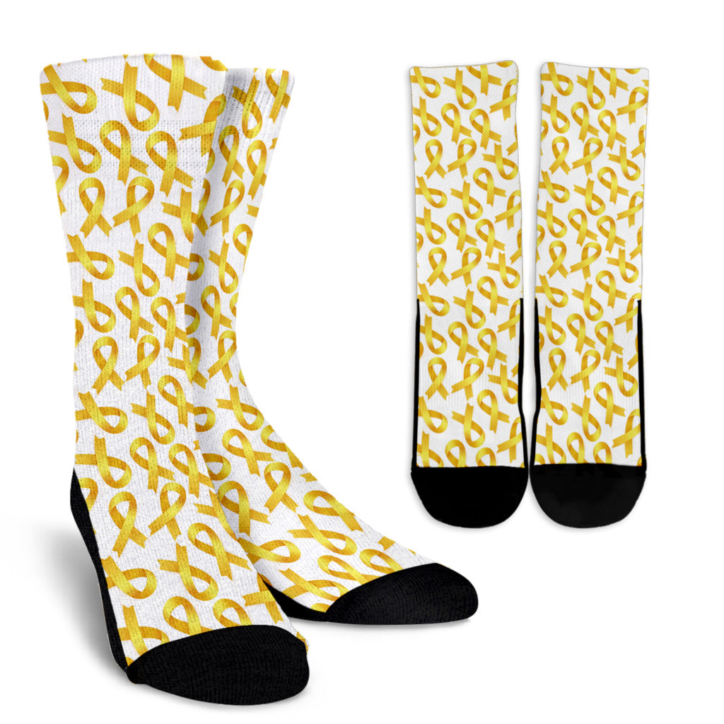 Childhood cancer Pattern Print Design 02 Crew Socks