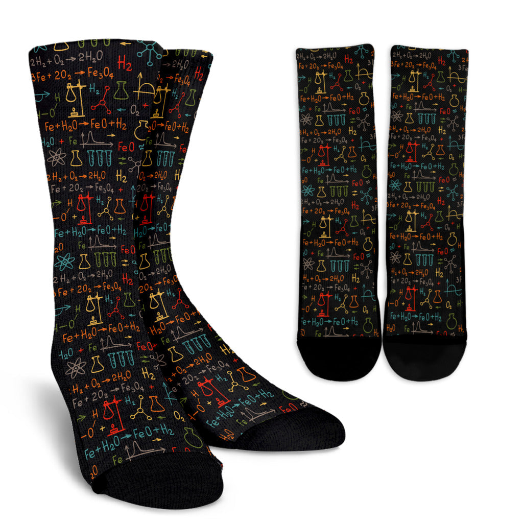 Chemical Pattern Print Design 03 Crew Socks