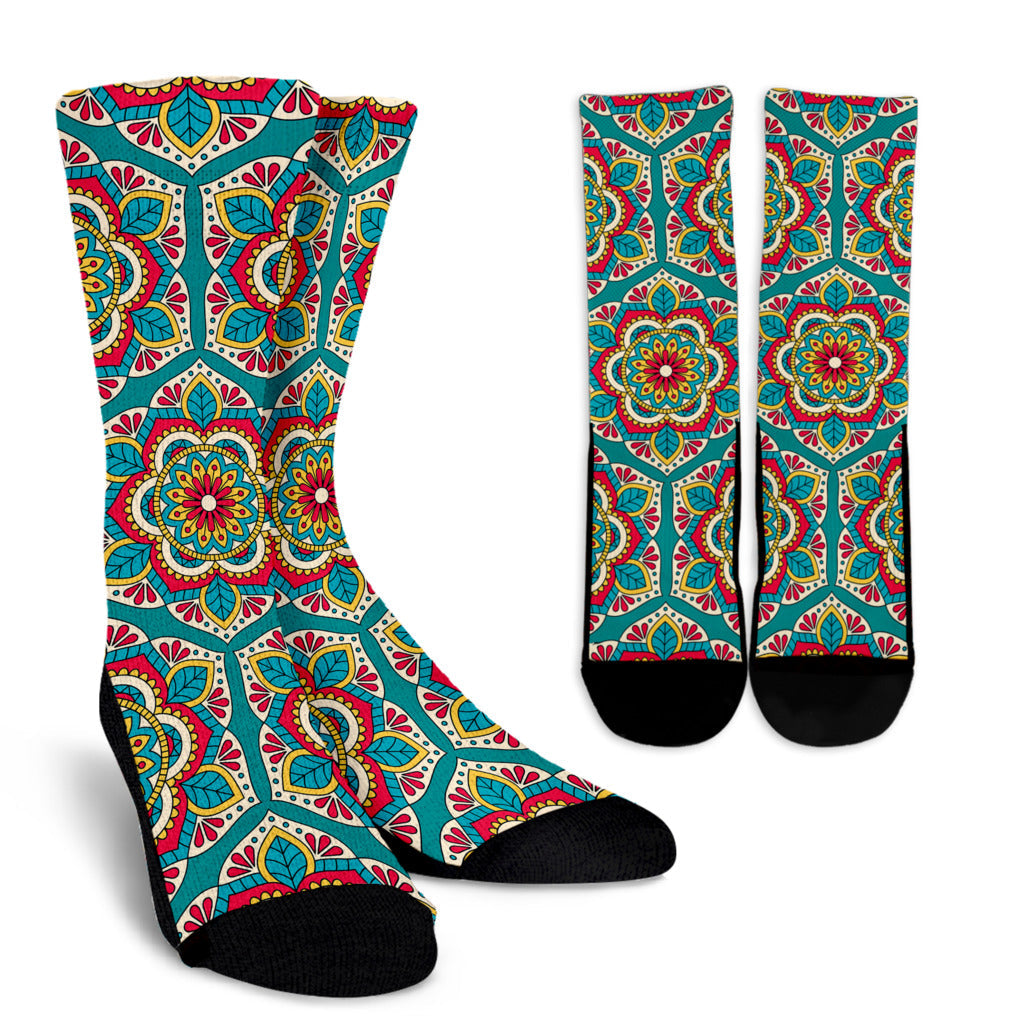 Mandala Pattern Print Design 03 Crew Socks