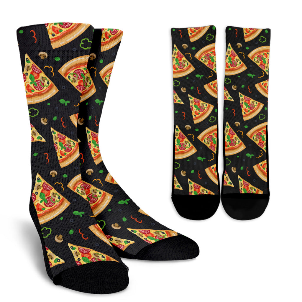Pizza Pattern Print Design A02 Crew Socks