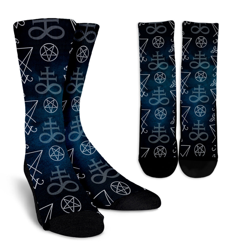Pentagram Pattern Print Design A03 Crew Socks