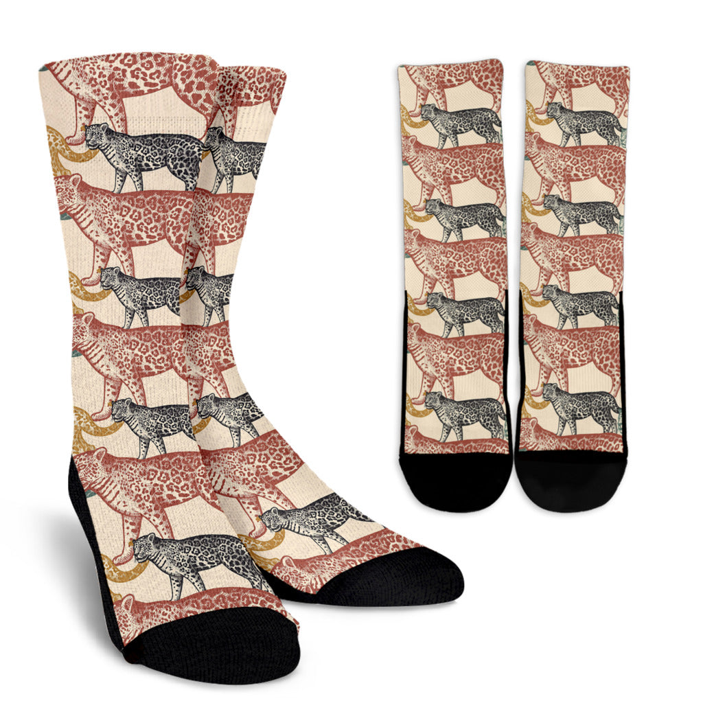 Jaguar Pattern Print Design 01 Crew Socks