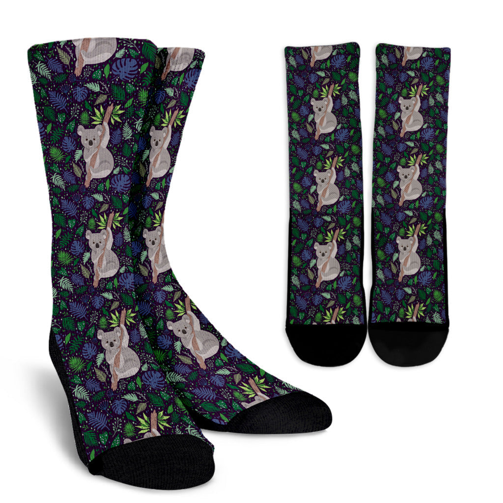 Koala Pattern Print Design 06 Crew Socks