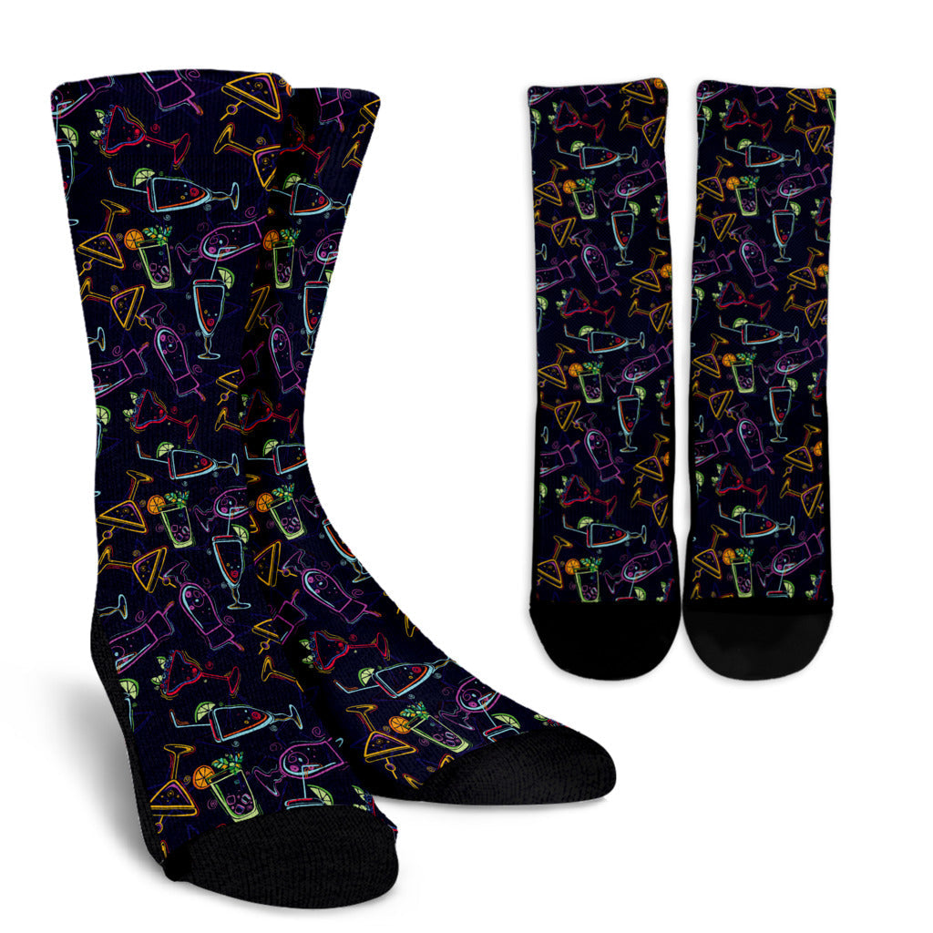 Cocktail Pattern Print Design 04 Crew Socks