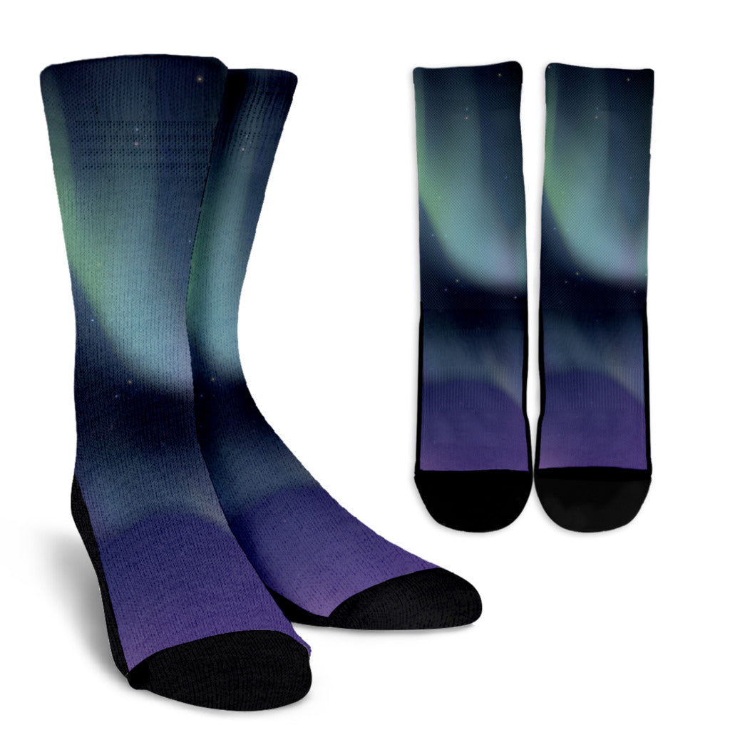 Aurora Borealis Pattern Print Design 01 Crew Socks