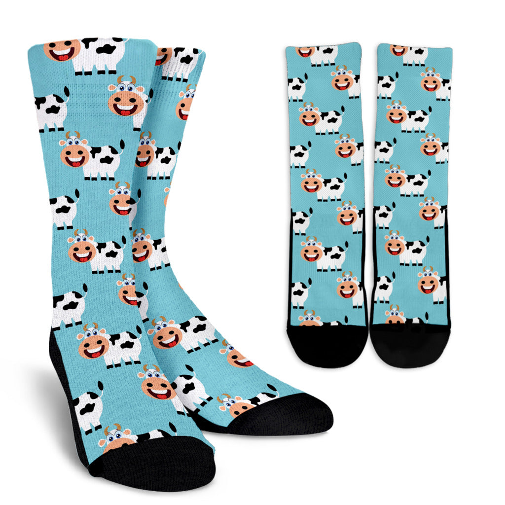 Cattle Cute Pattern Print Design 01 Crew Socks