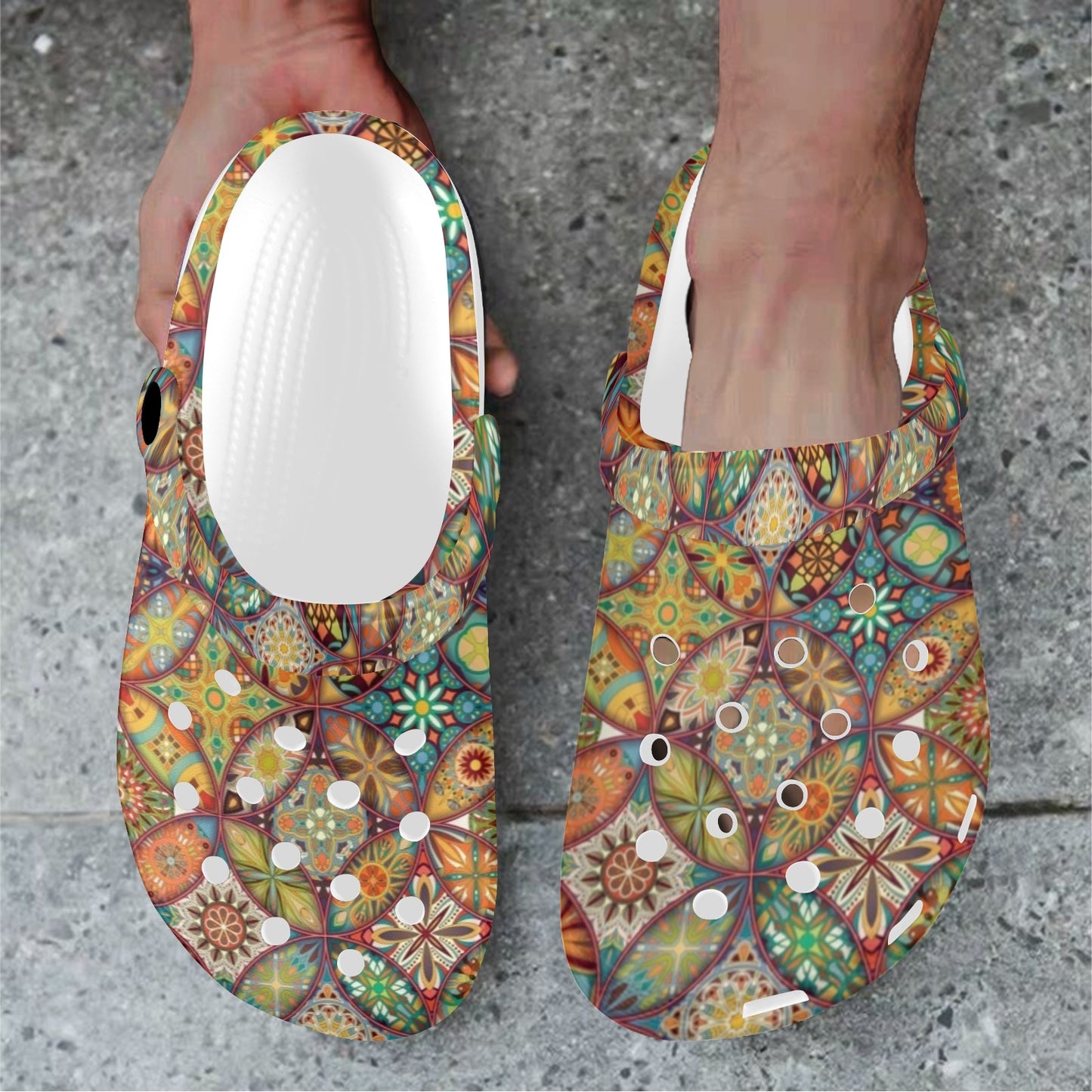 Mandala Flower Themed Design Print Unisex Clogs Shoes