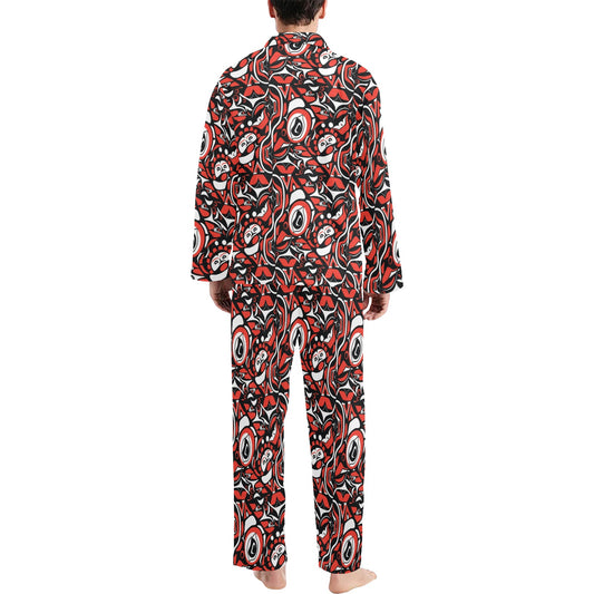 Native North American Themed Print Men's Long Pajama Set