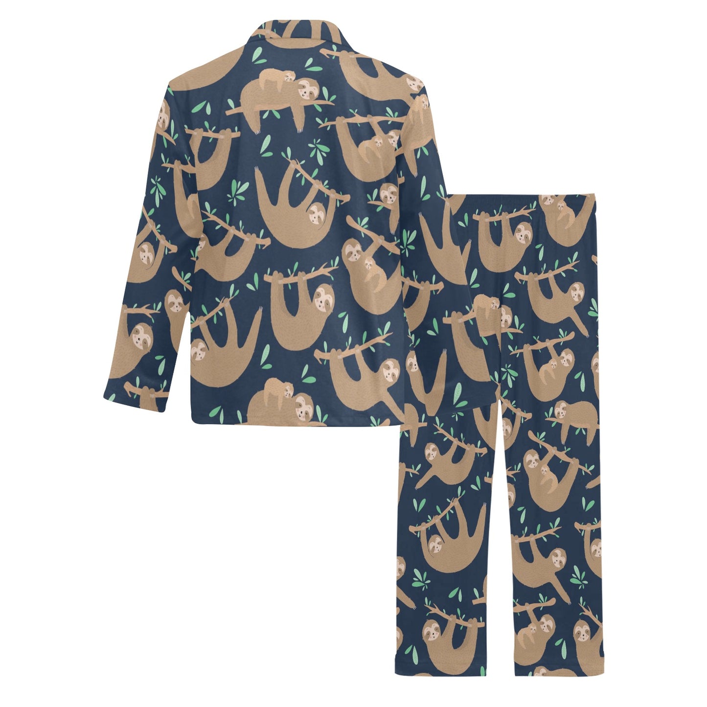 Sloth Print Design LKS307 Men's Long Pajama Set