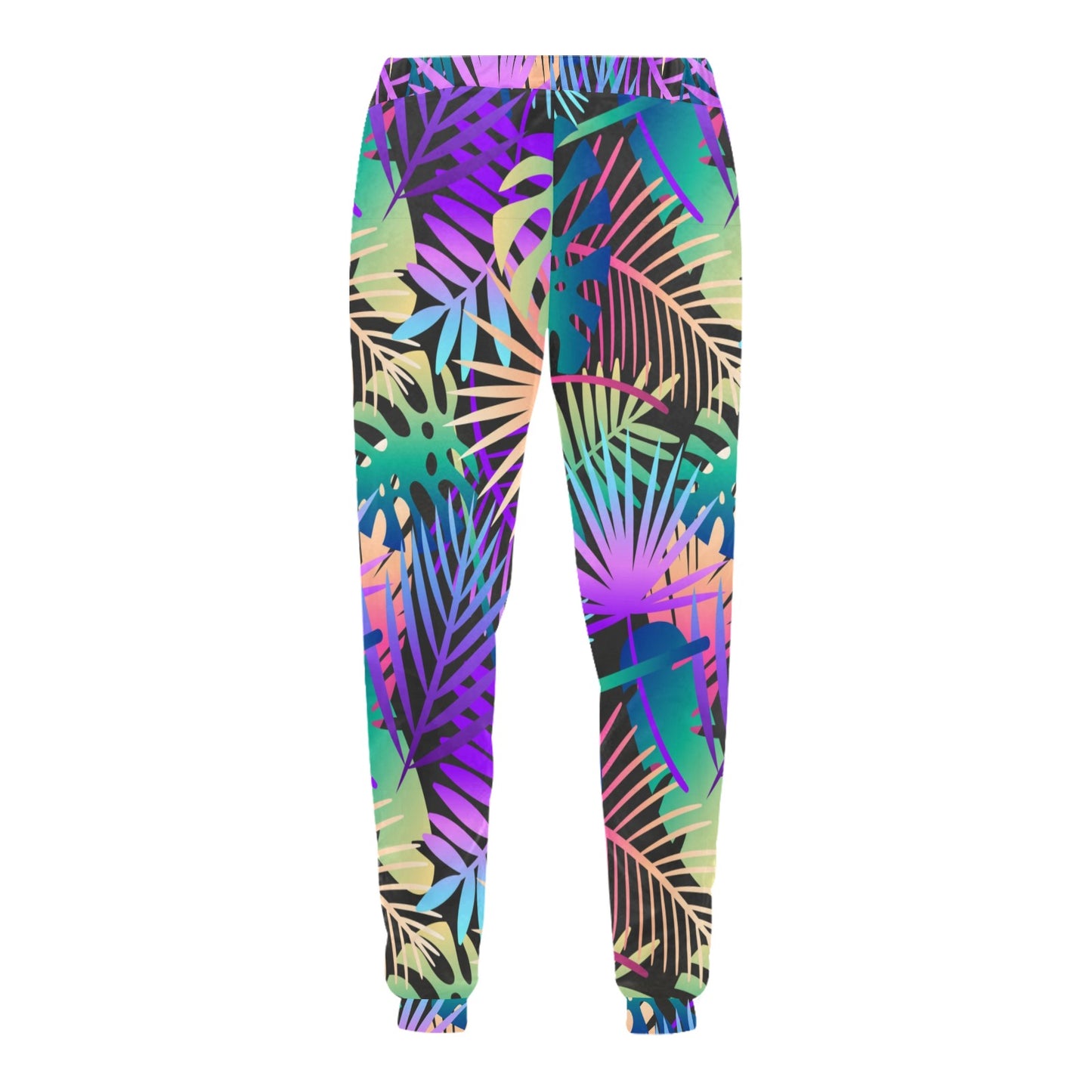 Neon Flower Tropical Palm Leaves Men's Sweatpants