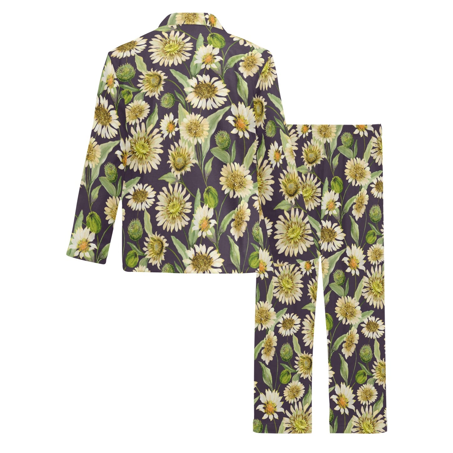 Daisy Vintage Print Pattern Men's Long Pajama Set