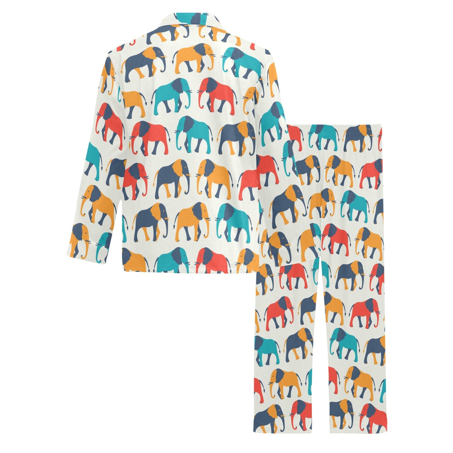 Elephant Colorful Print Pattern Men's Long Pajama Set
