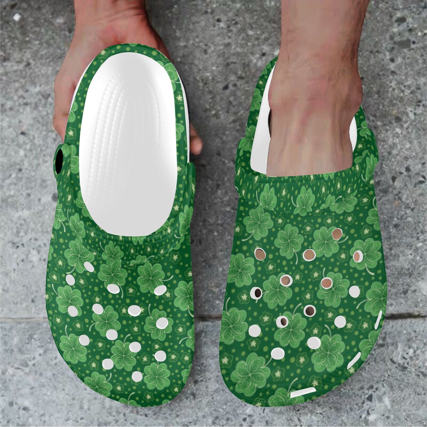Shamrock Design Print Unisex Clogs Shoes