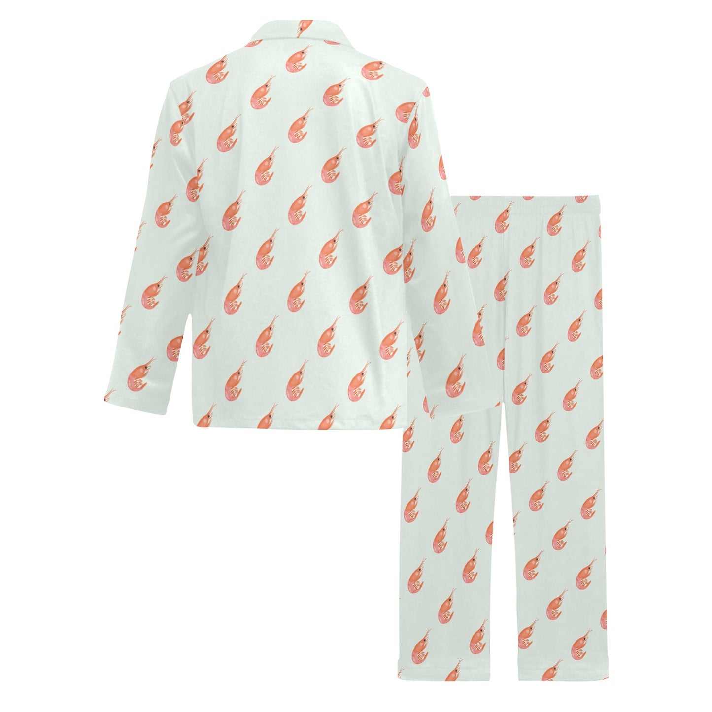 Shrimp Print Design LKS304 Men's Long Pajama Set