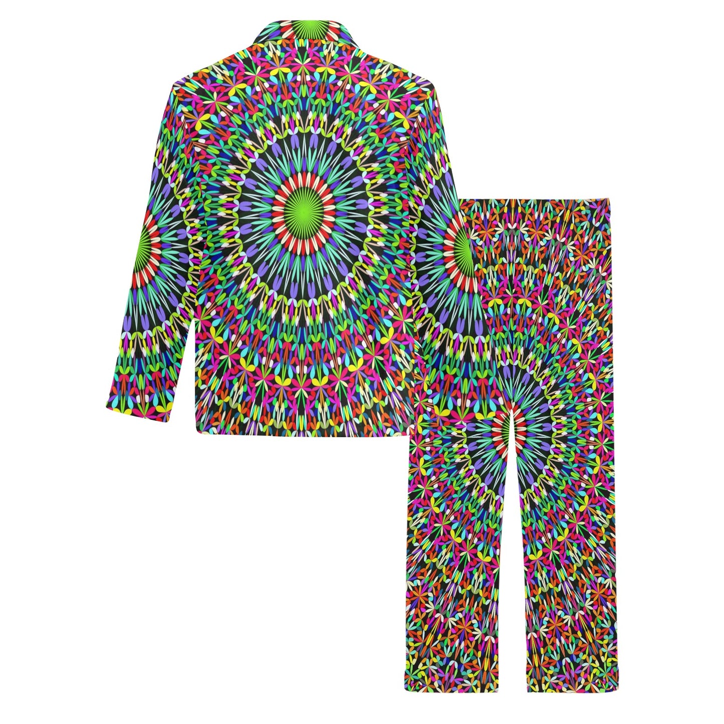 Bohemian Colorful Style Print Men's Long Pajama Set