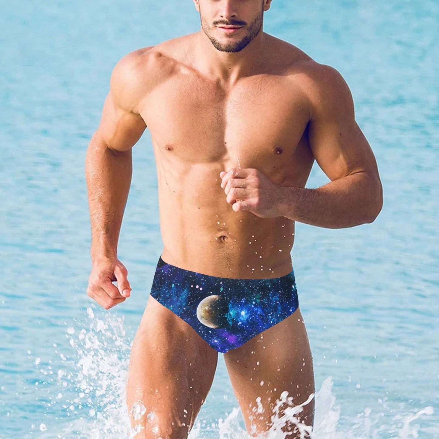 Galaxy Stardust Planet Space Print Men's Swimming Briefs