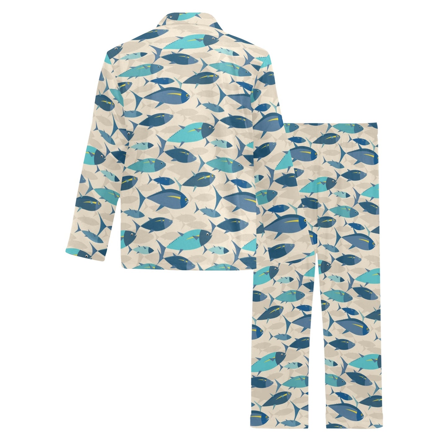 Tuna Fish Print Design LKS302 Men's Long Pajama Set