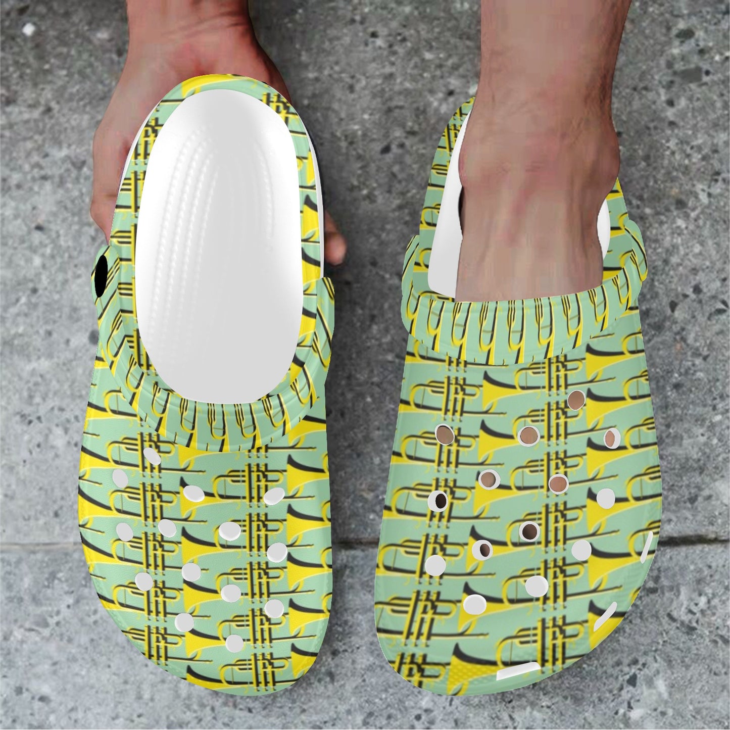 Trumpet Vintage Design Print Unisex Clogs Shoes