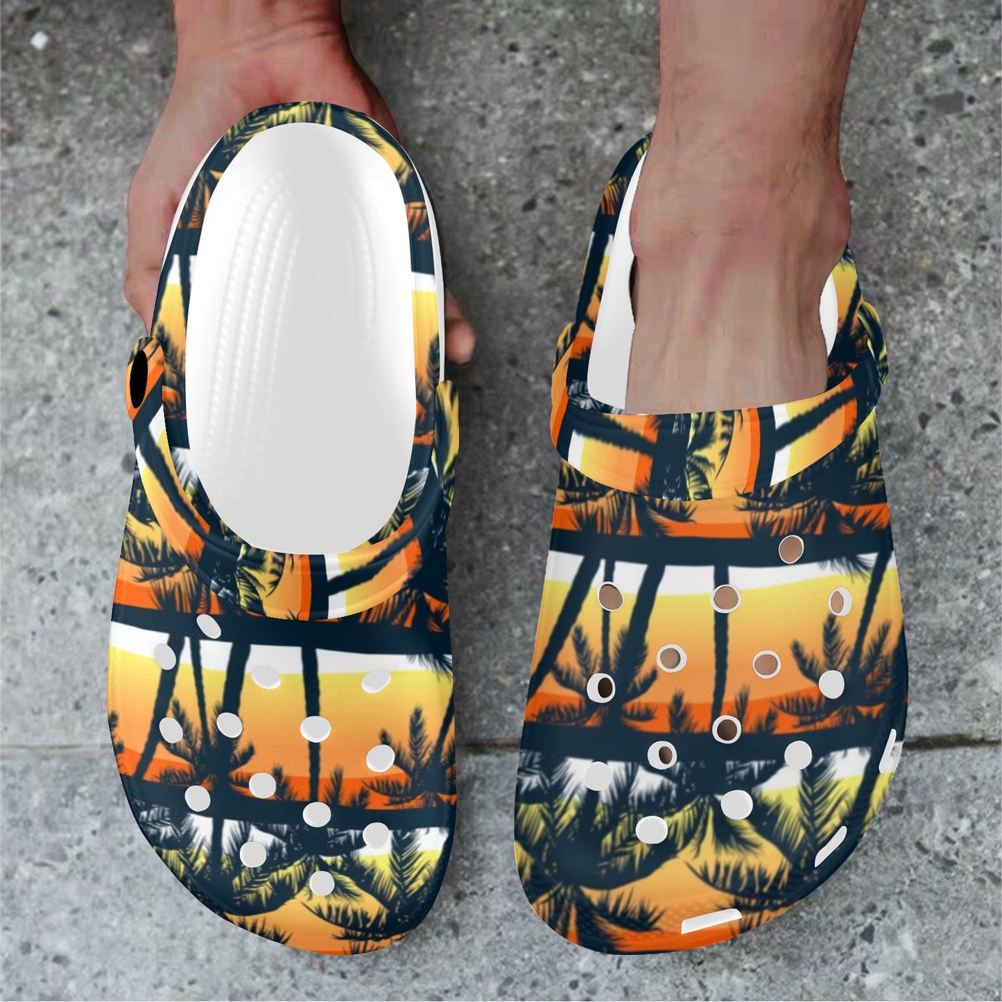 Palm Tree Sunset Design Print Unisex Clogs Shoes