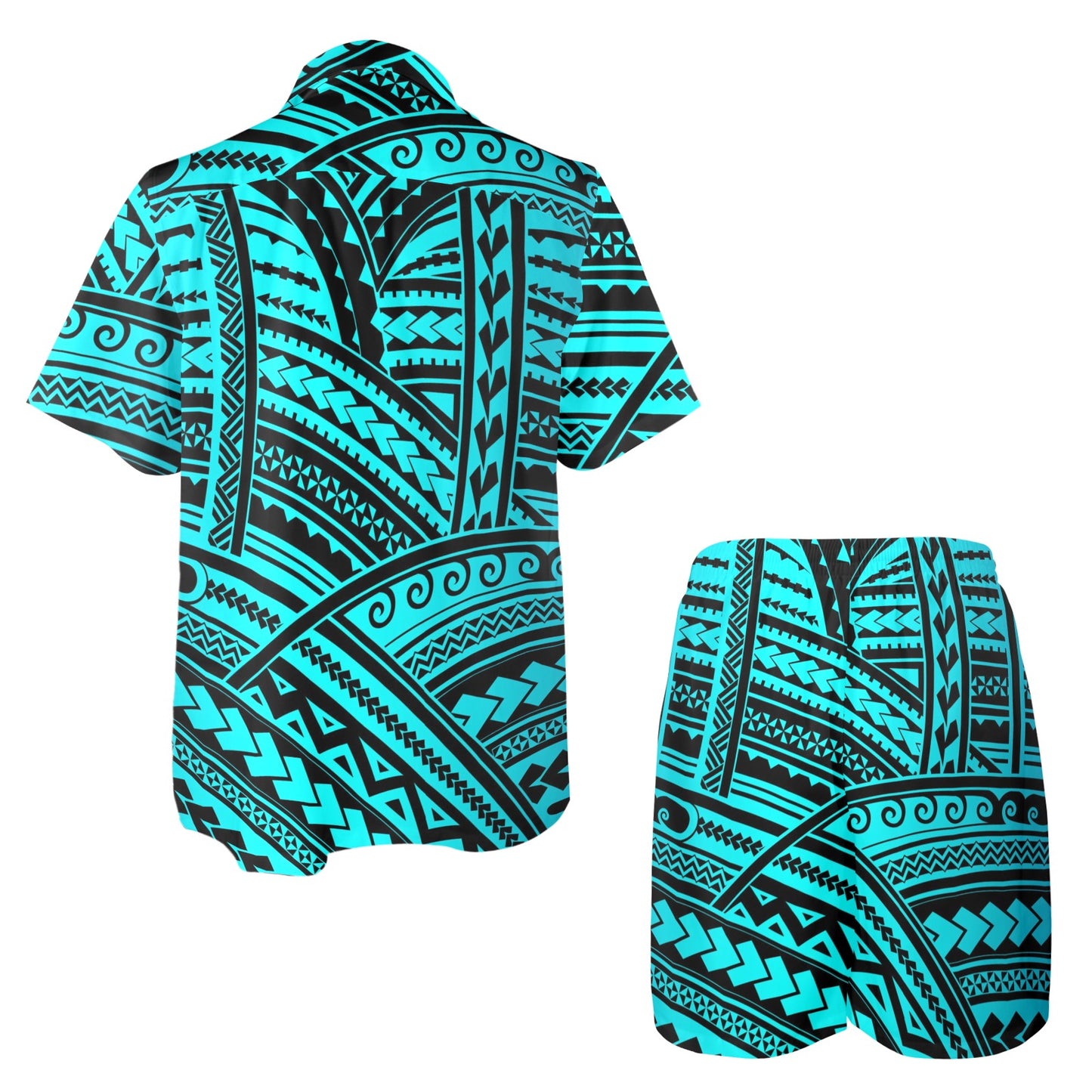 Polynesian Tribal Men's Beach Shirt and Shorts Set
