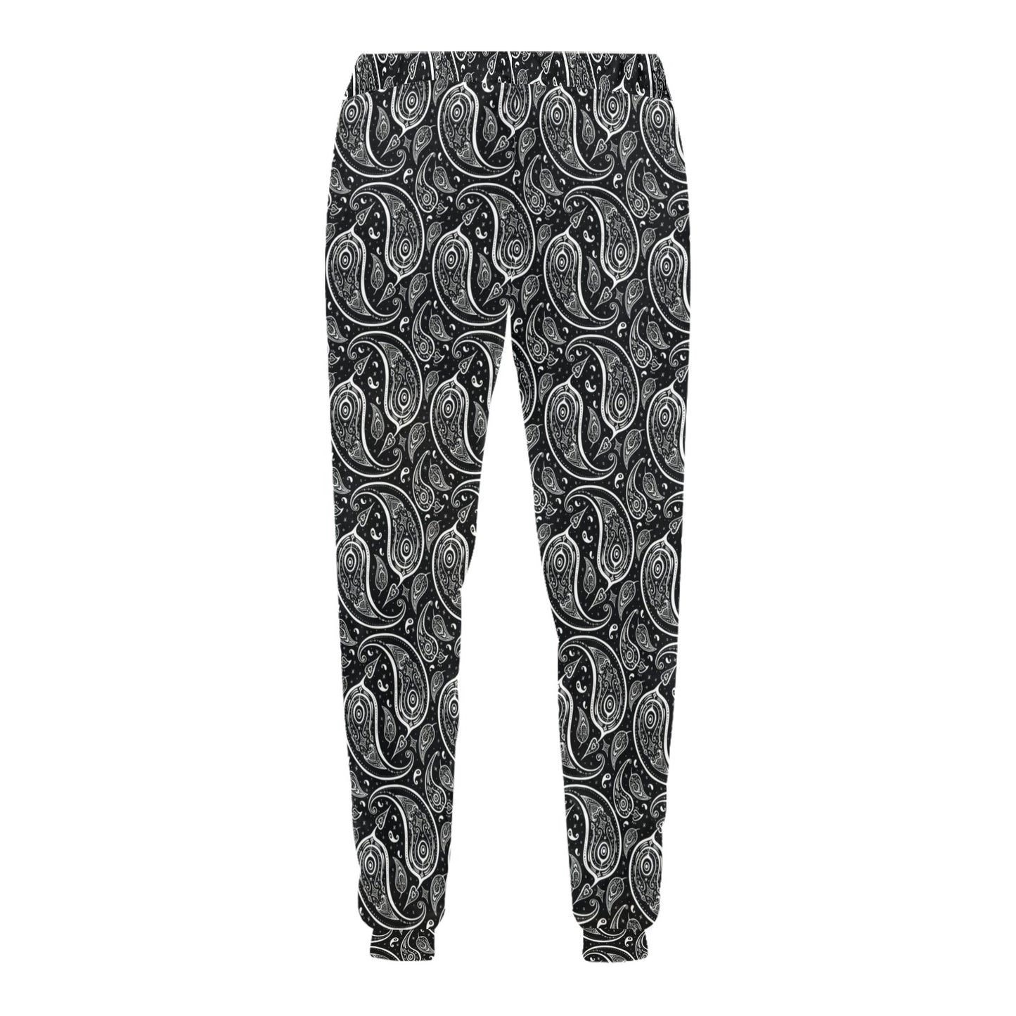 Paisley Black Design Print Men's Sweatpants