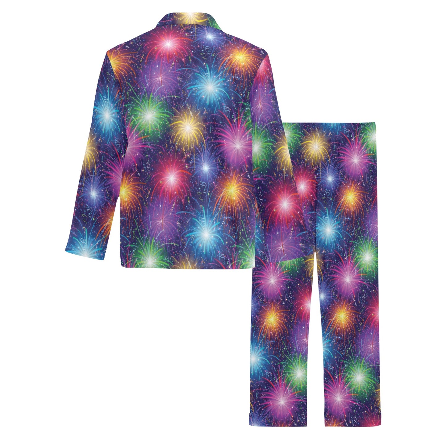 Firework Colorful Print Design LKS301 Men's Long Pajama Set