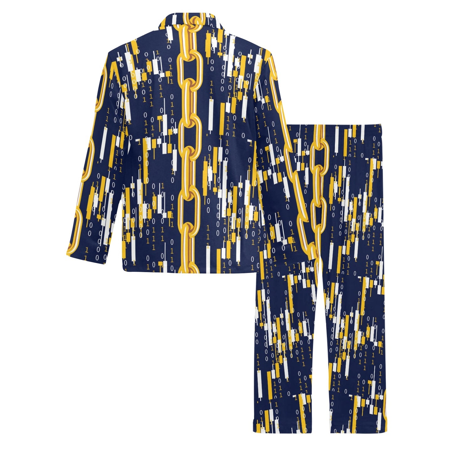 Cryptocurrency Chain Pattern Print Design 03 Men's Long Pajama Set