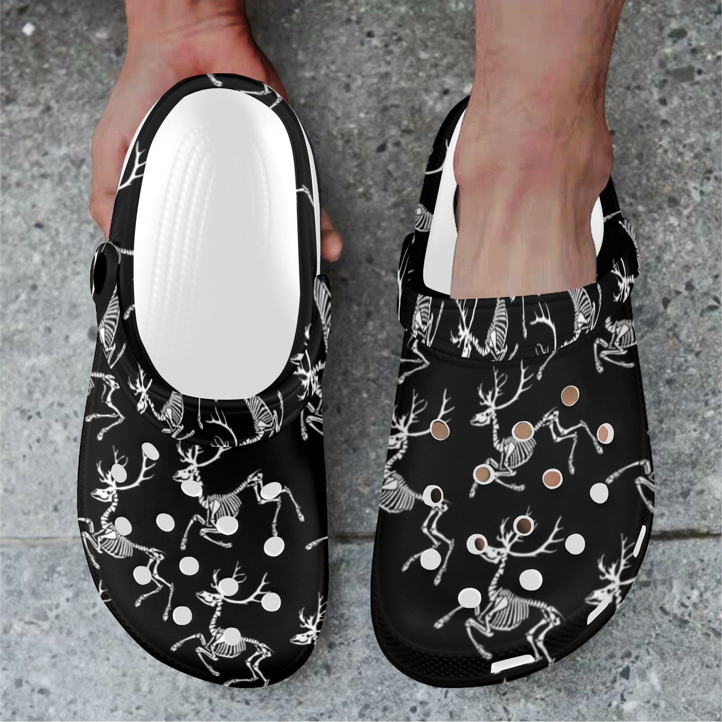 Deer Skeleton Print Pattern Unisex Clogs Shoes