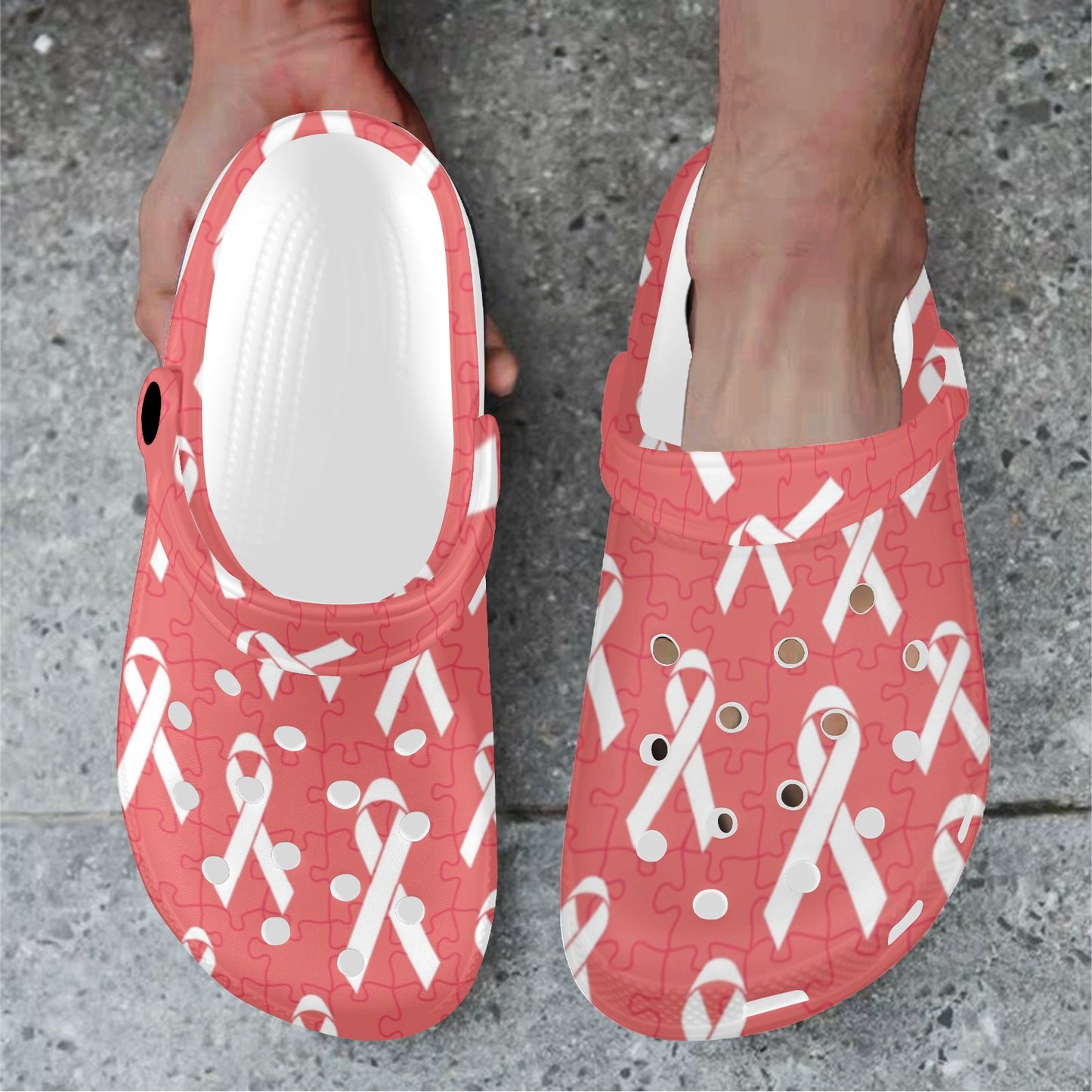 Autism Awareness Ribbon Design Print Unisex Clogs Shoes