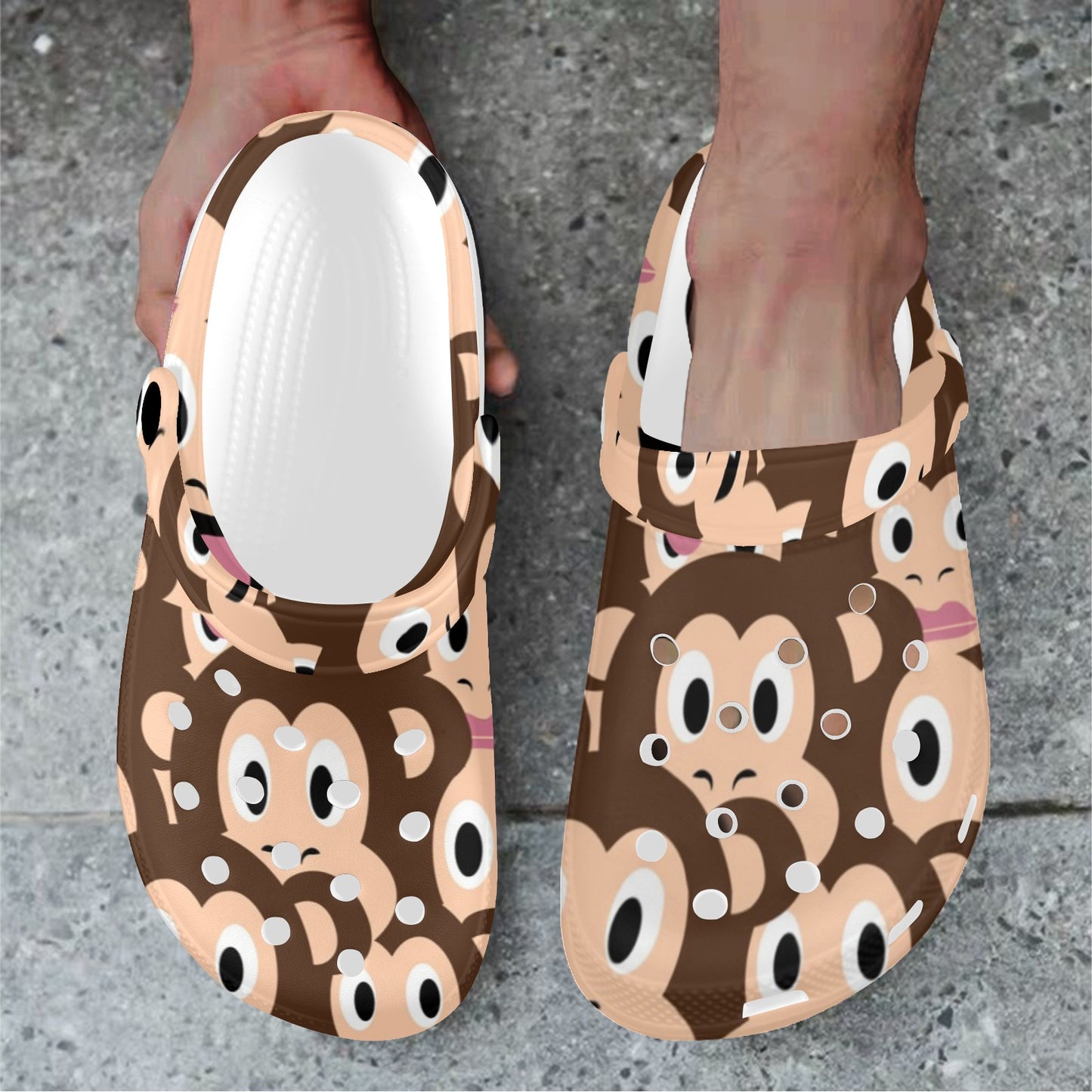Emoji Monkey Print Pattern Unisex Clogs Shoes