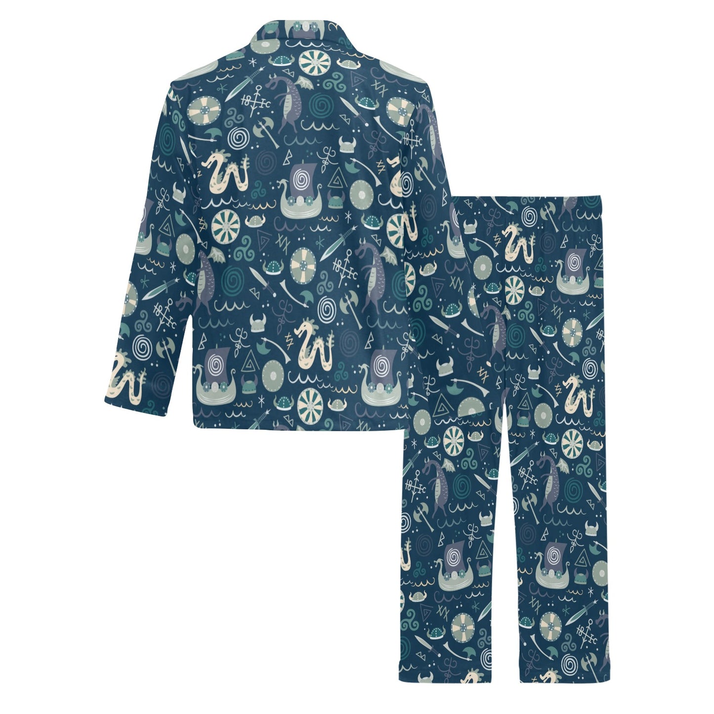 Vikings Print Design LKS305 Men's Long Pajama Set