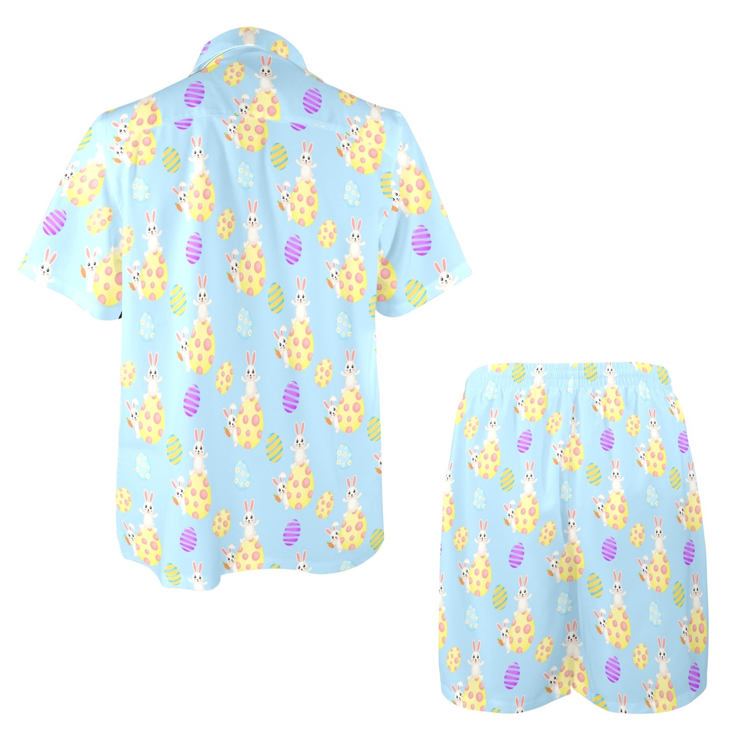 Easter Eggs Pattern Print Design RB015 Men's Beach Shirt and Shorts Set