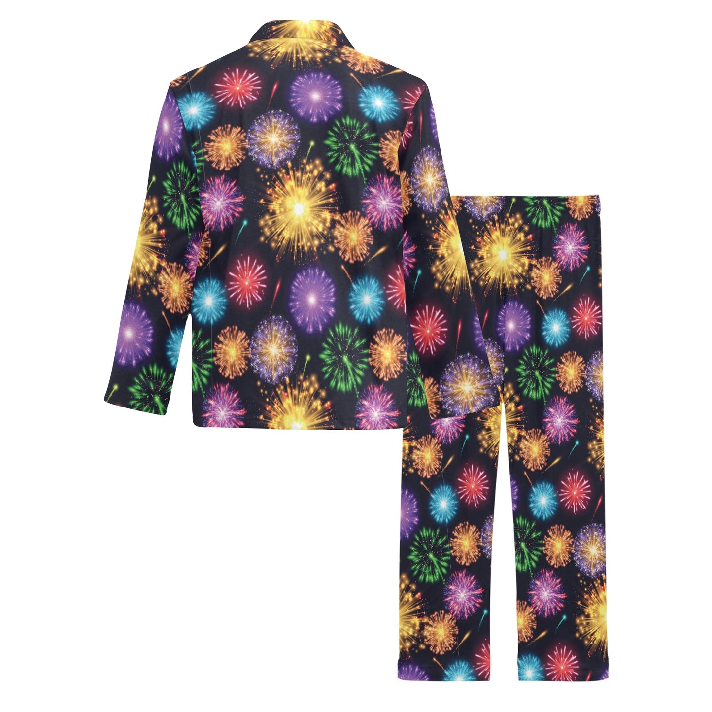 Firework Print Design LKS305 Men's Long Pajama Set