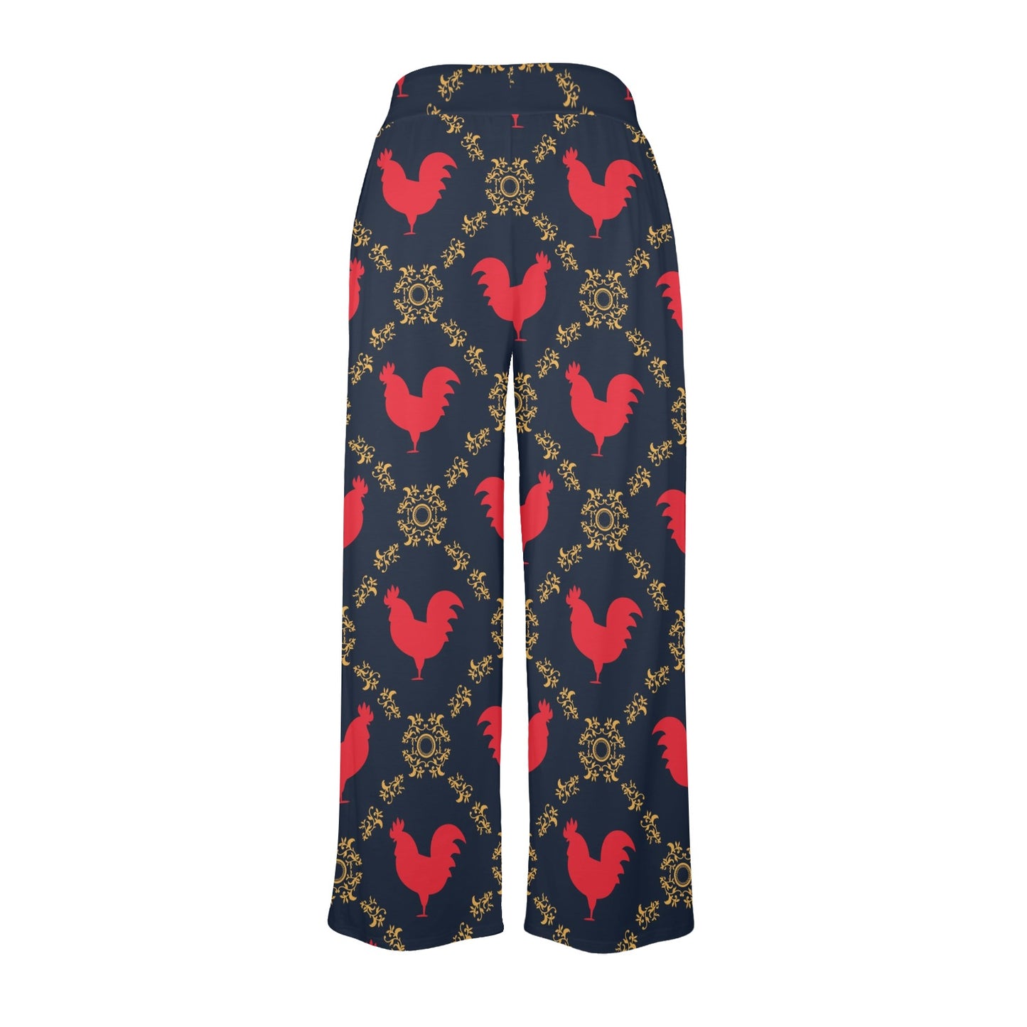 Rooster Pattern Print Design A02 Women's Wide Leg Lounge Pants