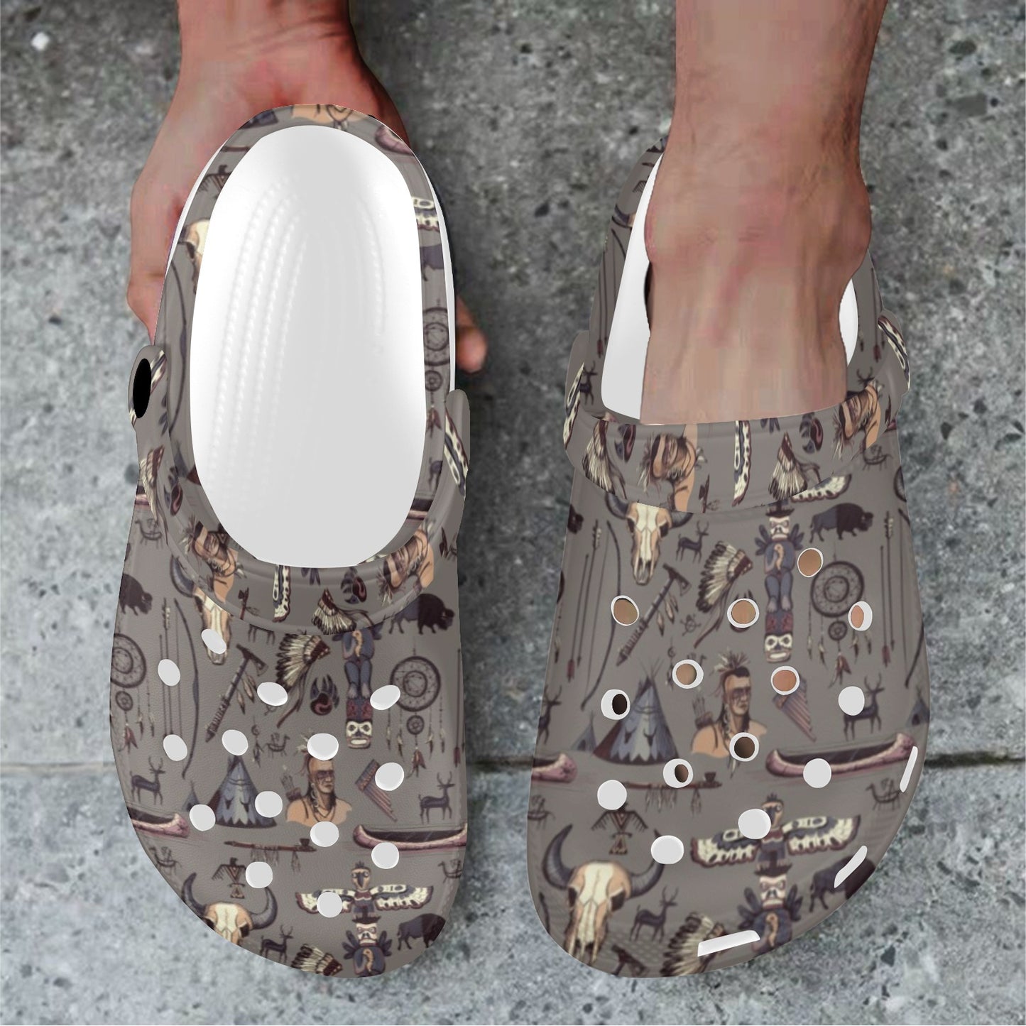Native Indian life Design Print Unisex Clogs Shoes