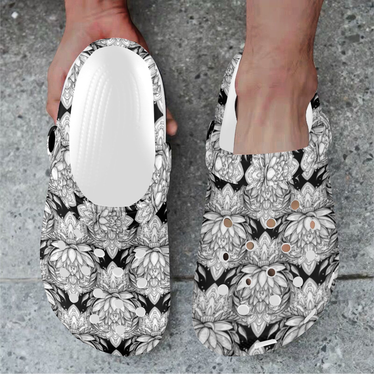 Lotus Mandala Print Pattern Unisex Clogs Shoes