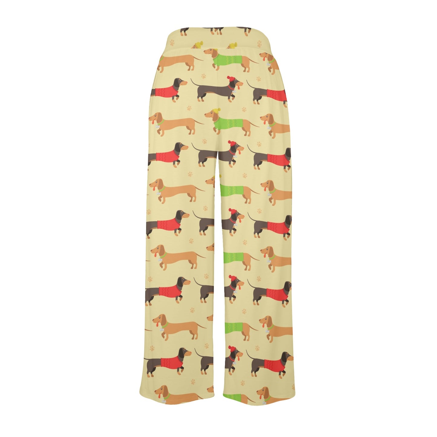 Dachshund Pattern Print Design 06 Women's Wide Leg Lounge Pants