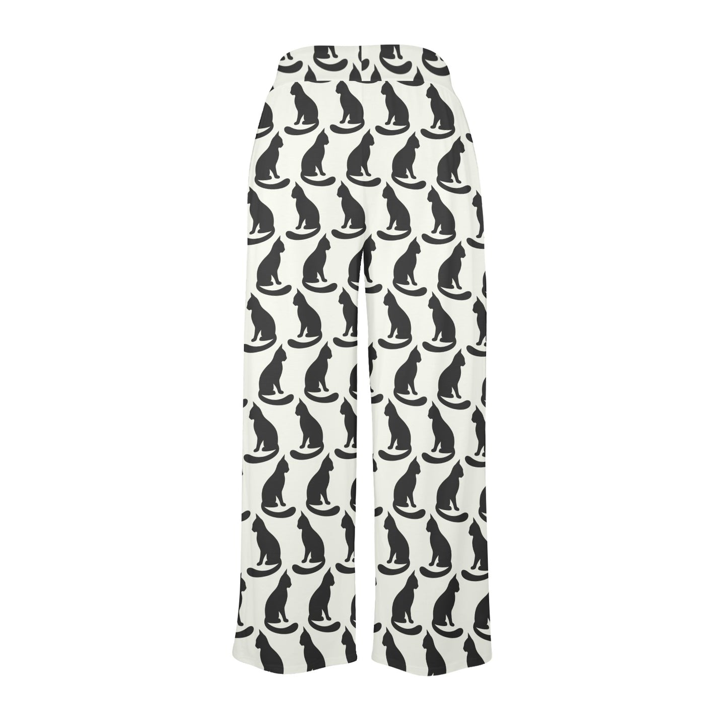 Black Cat Pattern Print Design 02 Women's Wide Leg Lounge Pants
