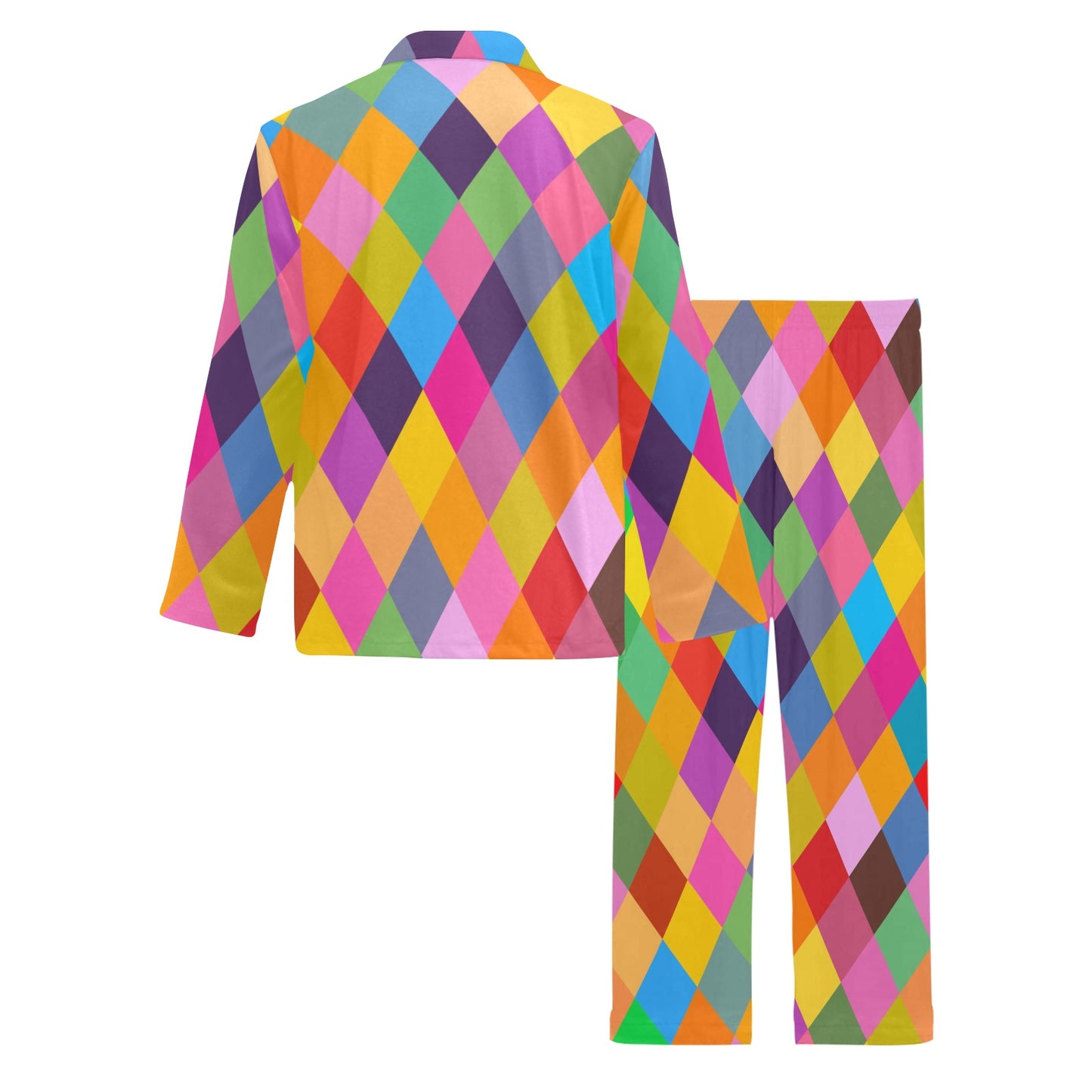 Harlequin Pattern Print Design 02 Men's Long Pajama Set