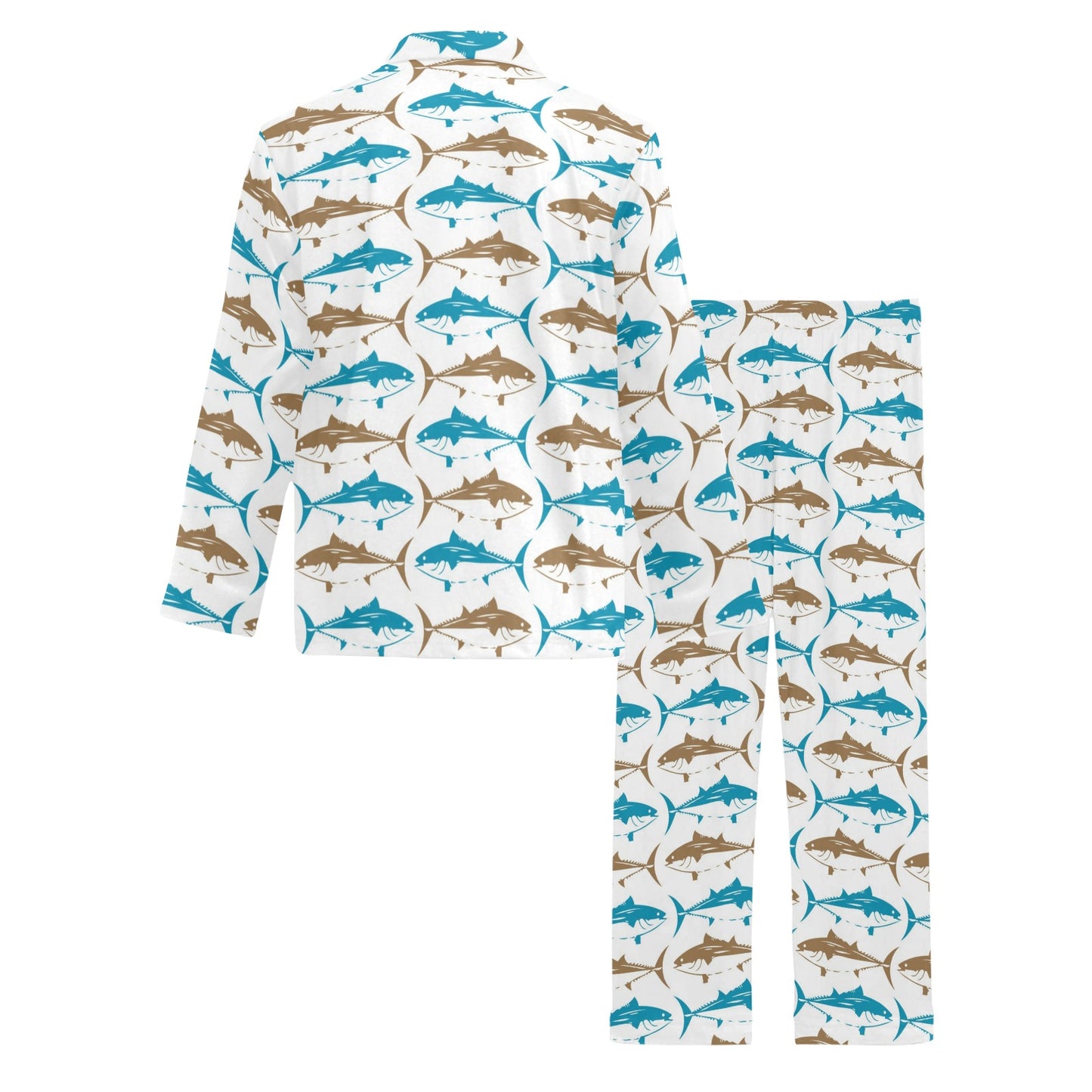 Tuna Fish Print Design LKS301 Men's Long Pajama Set